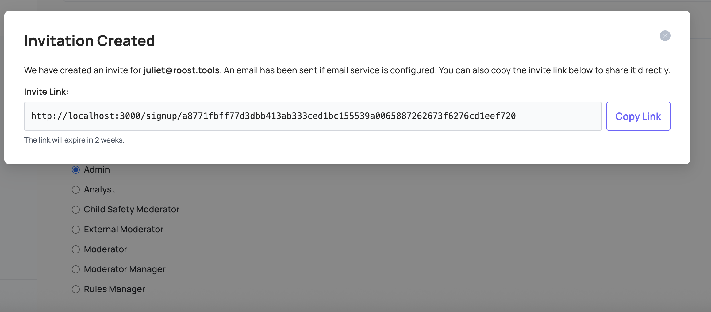 User invitation flow