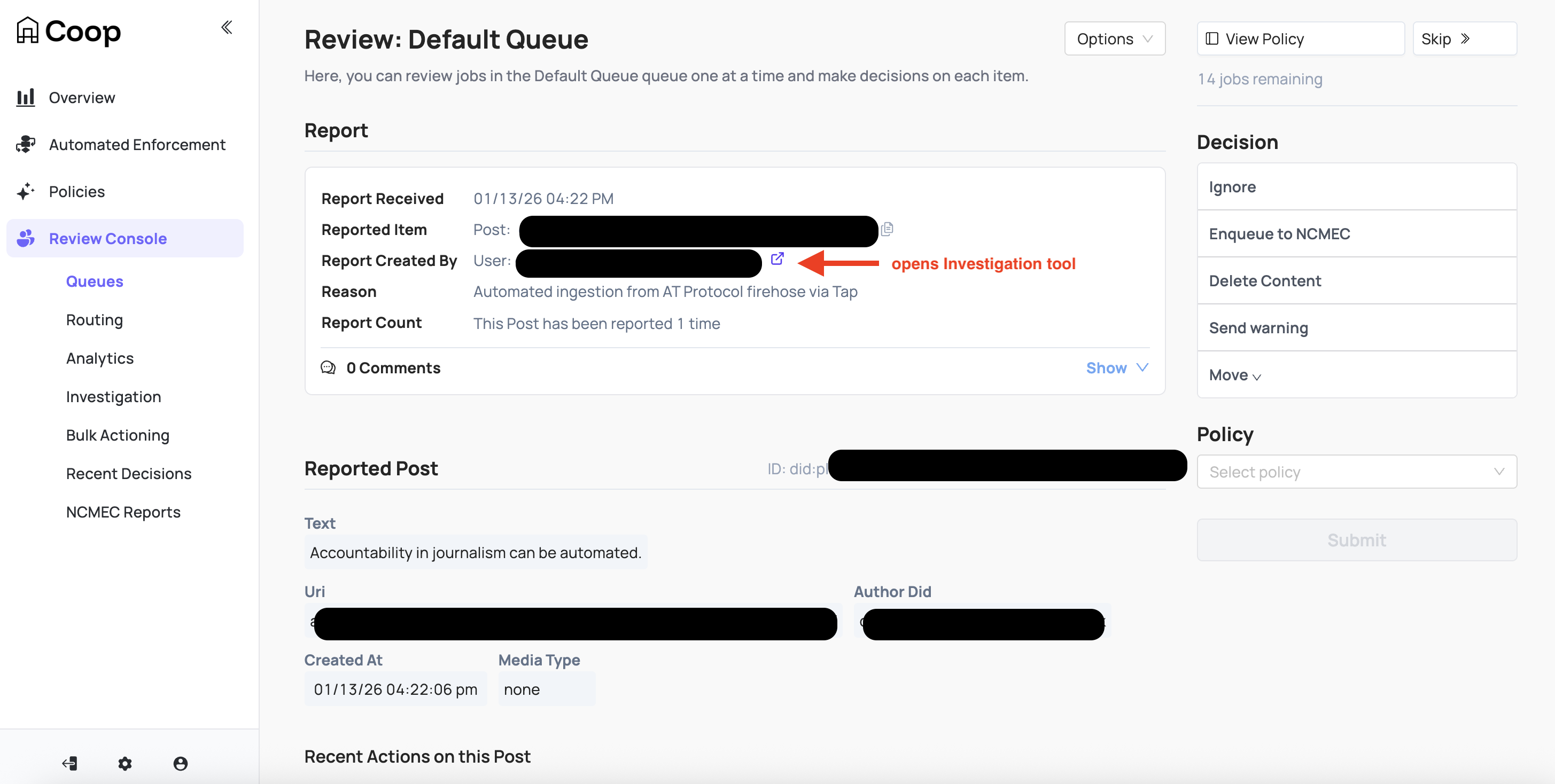 Job page