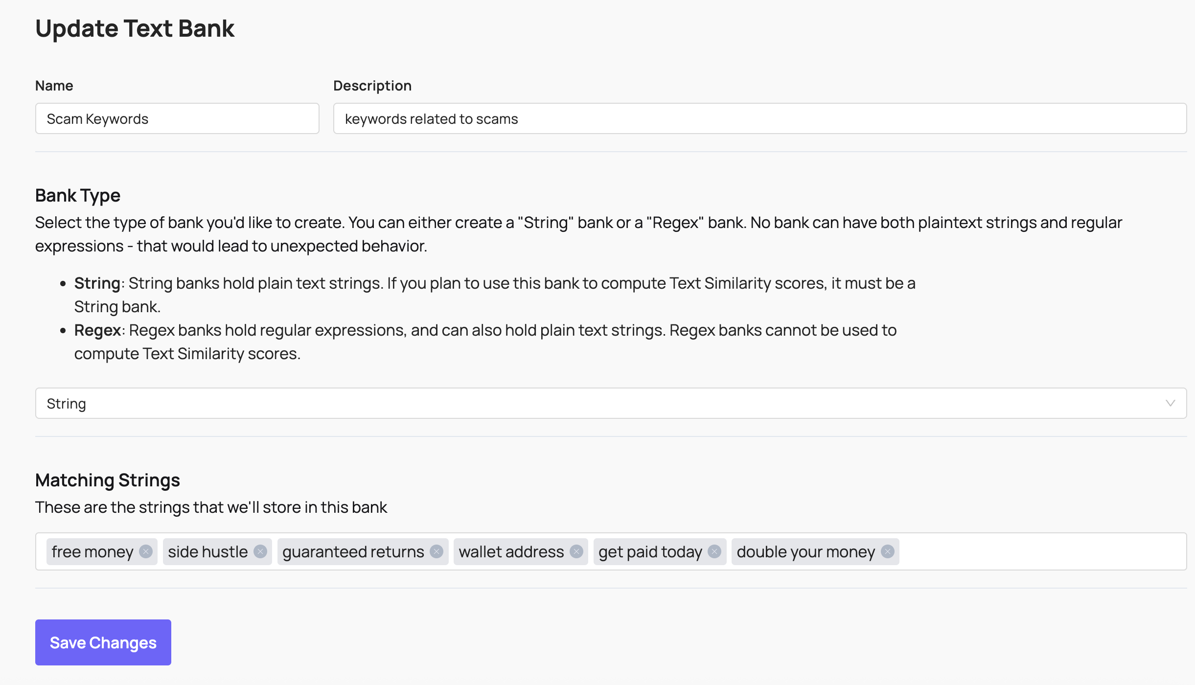 Text bank